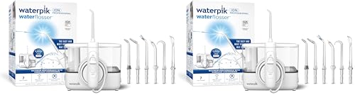Waterpik ION Professional Water Flosser, Rechargeable and Portable for Teeth, Gums, Braces, 10 Settings, 7 Flossing Tips For Multiple Users& Needs, ADA Accepted, WF-12 White,Packaging Vary,(Pack of 2)