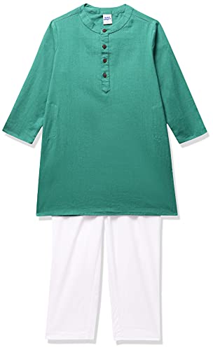 Image of Amazon Brand - Jam & Honey Cotton Boy Festive Printed Kurta And Pyjama Set Which Is Both Comfortable And Stylish