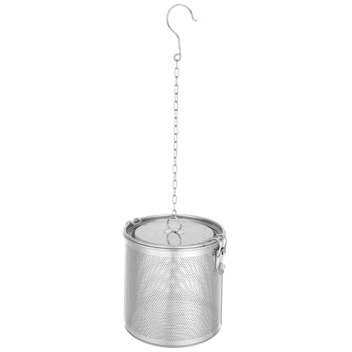 EXHUMKY Cesto Portafiltri Per La Casa in Acciaio 16 Cm Cesto Di Tè Pratico Maglia Fine Anti-scorie Catena e Gancio Per Uso Sicuro e Facile Pulizia