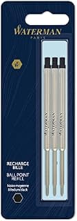 Waterman Ballpoint Pen Refill, Medium Point, Black Ink, 3 Count