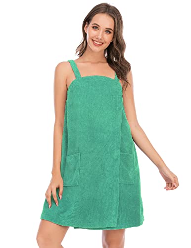 Image of Veseacky Women Bath Wrap Towel for Womens Shower with Pocket Adjustable Spa Robe & Facial Headband