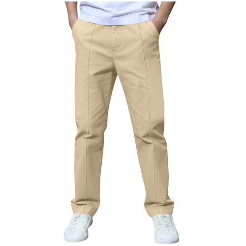 Kids Straight Leg Golf Pants Casual Stretchy Elastic Waist School Uniform Pants for Boys Girls 3-14 Years with Pockets