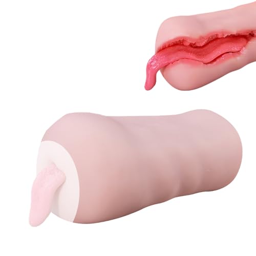 Hmxseu Realistische Taschenmuschi 1000 g Manueller Cup-Masturbator Handheld Masturbatoren mit Zunge Pocket Pussy Blowjob Masturbator Einkanal Penistraining Masturbation Sexspielzeug für Männer Solo