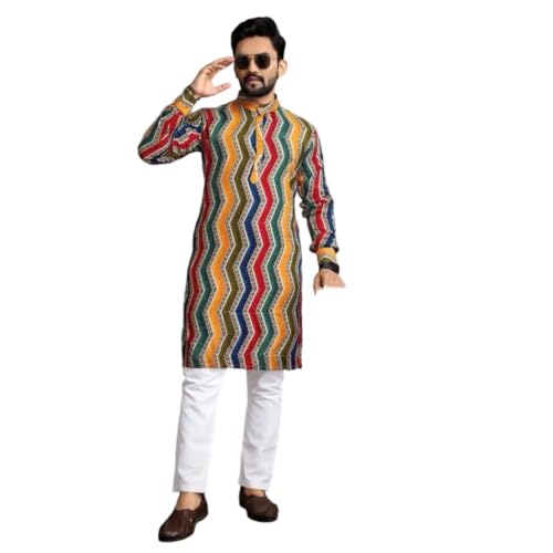 Camisa de manga larga con estampado étnico para hombre ideal para terrazas y viajes