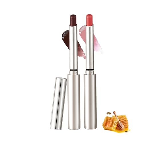 Honey Lipstick Lip Tint for All Skin Tones Hydrating Tinted Lip Balm For Dry Lips Create a Glamorous Makeup Glossy Finish & Moisturising Lips 1.9g*2Pcs 01+02