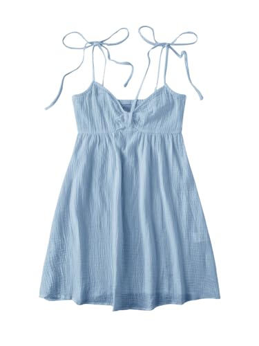 Image of SOLY HUX Women's Summer Cami Sun Dress A Line Tie Shoulder Y2k Cute Casual Short Mini Beach Babydoll Dresses