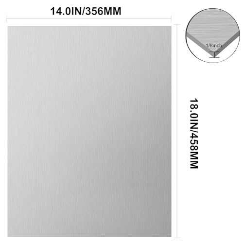 Image of 6061 T651 Aluminum Sheet Metal 14 x 18 x 1 /8 (0.125') Inch Flat Plain Aluminum Plate Covered with Protective Film, Heat Treatable Rectangle 3MM Metal Plate for Crafting, Industrial