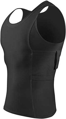 Image of Men Polyester Concealed Carry Skinny Undershirt Vest Holster (Medium), Black