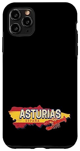 Carcasa para iPhone 11 Pro Max Asturias España Retro Región Mapa Vintage Langosta Souvenir