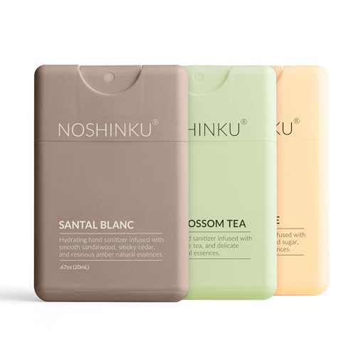 Noshinku - Refillable Hand Sanitizer Discovery Trois 3-Pack Travel Size Spray with Hydrating Botanical Oils All Natural Origin Fragrances Sugarcane Derived Alcohol No Parabens No Dyes
