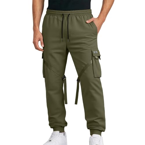 Men's Running Sweatpants Loose Fit Elastic Waist Breathable Jogger Pants Summer Casual Workout Fleece Trousers4