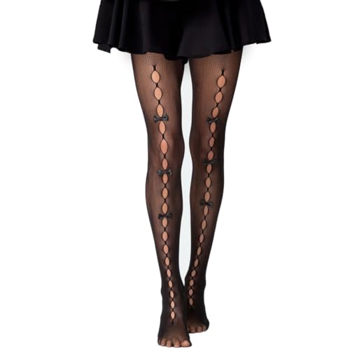 Image of Dorilin Womens Fishnet Tights with Bows Lolita Fishnet Stockings 80S 90S Gothic Leggings
