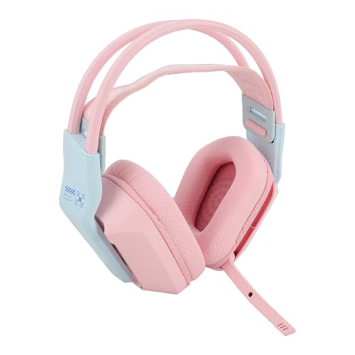 SPYMINNPOO Casque de Jeu Filaire, Coussinets d'oreille en Mousse à Mémoire de Forme Souple, Bandeau Réglable avec Micro Rotatif, pour PC, Ordinateur Portable, Console de Jeu, Appareils (Pink) – vue 5