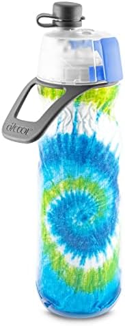 O2COOL Mist 'N Sip Misting Water Bottle 2-in-1 Mist And Sip Function With No Leak Pull Top Spout Sports Water Bottle Reusable Water Bottle - 20 oz (Tie Dye Blue)