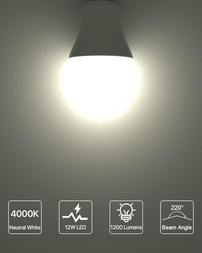 LUTW Bayonet Light Bulb, 100W Equivalent, Neutral White 4000K, 12W 1200LM B22 LED Bulbs - Image 3