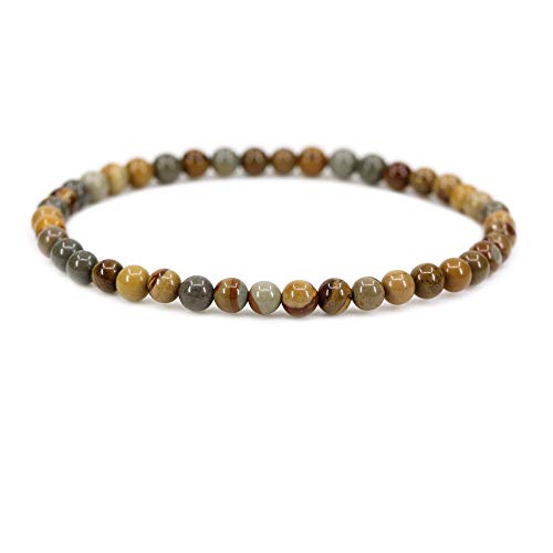 Bracelet en jaspe véritable 4mm et cristal, perles de prestige