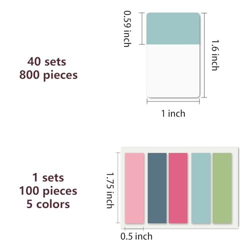 Image of ELII 900 PCS 1 Inch Sticky Index Tabs Book Tabs,Writable Repositionable | File Tabs Flags, Colored Page Markers Labels for Reading Notes, 41 Sets, Smooth Writing,Transparent,Safety Material