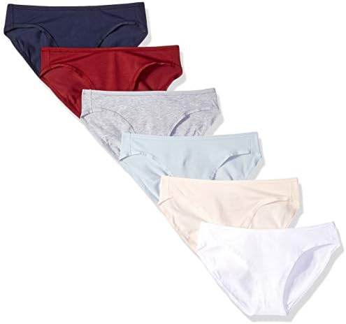 Amazon Essentials Women's Cotton Bikini Brief Underwear (Available in Plus Size), Pack of 6, Warm/Cool Colors, Small