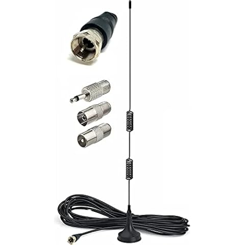 DriveSmart DAB FM Antenna Aerial with Magnetic Base F Type Coaxial + 3.5mm Jack, Phono/RCA TV PAL IEC Fit Denon Onkyo Yamaha Marantz Sherwood Cover