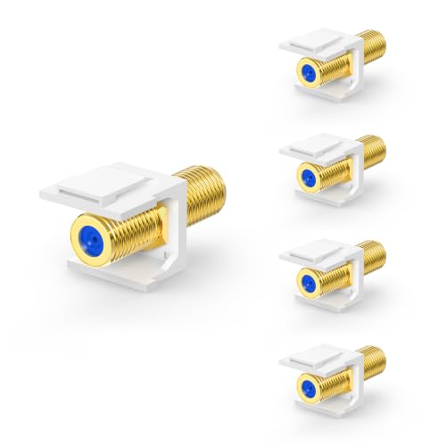 VCE Coax Keystone Jack 3GHz RG6 F-Type Gold-Plated Female Connector 5-Pack
