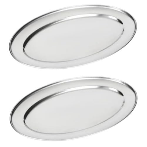 Chef-hub Stainless Steel Serving Platter, Oval, 40 cm / 16", Set of 2