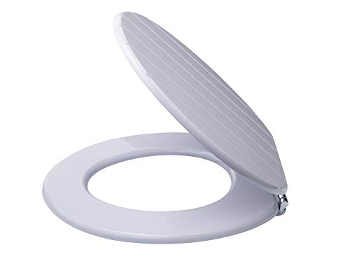 AQUALONA Toilet Seat, MDF Moulded Wood, Light Grey
