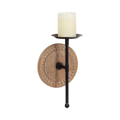 Kate and Laurel Letta Traditional Wall Sconce; 8 x 6 x 12; Rustic Brown and Black; Two-Tone Modern Farmhouse Wood and Metal Candle Holder for Flameless Candles by Kate and Laurel - Used condition - US$13.66