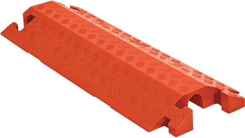 Checkers 1 Channel Industrial Drive Over Cable Protector, Drop Over for 2.25" Lines, 23k/Axle Load Capacity Hose and Cable Ramp for Heavy Duty Equipment, Made in The USA, Orange, CP1X225-GP-DO-O