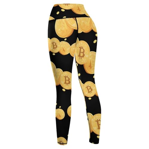 Bitcoin Gloden Women's High Waisted Yoga Leggings Soft Tummy Control Pants for Running Gym Daily - Image 6