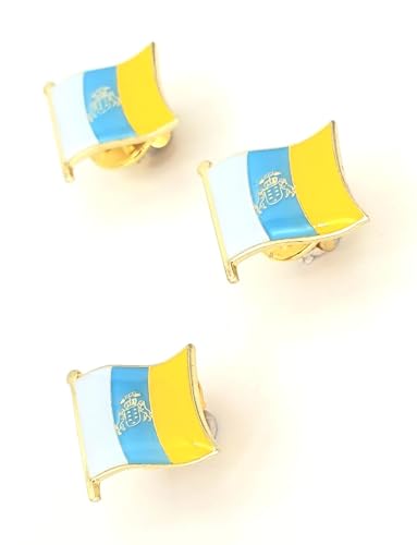 Wyspy Kanaryjskie Wyspy Kanaryjskie Hiszpania Hiszpania Metalowa Emaliowana Flaga Pin Odznaka Opakowanie 3