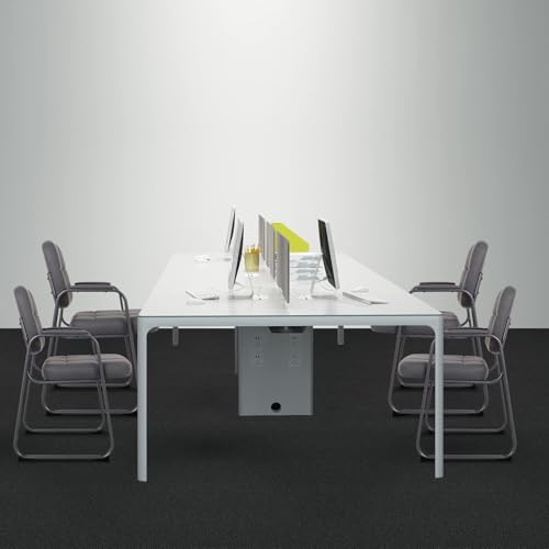 Image of CLATINA Classic Reception Chair with Padded Armrests and Sled Base, Ergonomic Guest Chair for Office Conference Waiting Meeting Room, Grey (8 Pack)