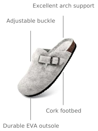 Image of Torotto Mens Clogs Cork Footbed Suede Slippers Arch Support Potato Shoes with Adjustable Buckle