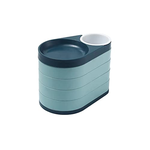 CherryBox Rotatable Jewellery Organiser – 4 Layer Rotatable Plastic Jewellery Storage Case with Anti Slip Base for Earring, Ring, Studs for Women- 360 Degree Rotatable and Portable (Blue)