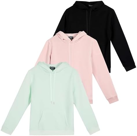 Real Essentials 3 Pack: Women's Fleece Long-Sleeve Pullover Hoodi...