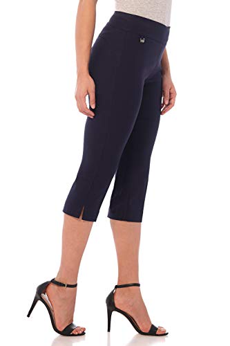 Rekucci Women's Straight Leg Comfort Capri W/Tummy Control And Secret Pocket (16, Navy) #TOP1