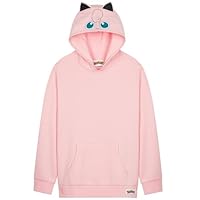 Pokemon Hoodie for Boys Teens, Hooded Sweatshirt, Pikachu Eevee Pullover Casual Sports, Long Sleeve Jumper, Anime Gifts for Boys (7-8 Years, Pink Jigglypuff)