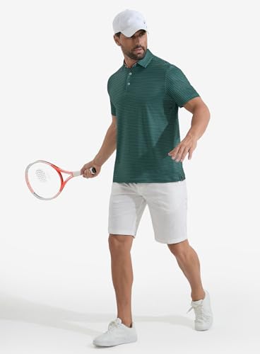Polos para hombre transpirables para golf, de manga corta y corte ajustado, con estampado miniatura 5