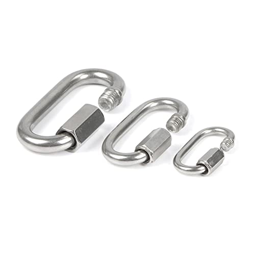 FEEIMOL Edelstahl Kettenglied Karabiner M10 Schraubverbinder Kettenverbinder Karabinerhaken Rapid-Glied Schraubkarabiner für Zuhause Klettern Camping Wandern Reisen