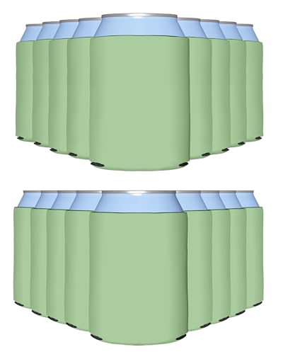 PartyPrints 50 Can Sleeves - Bulk Blank Koozies - Mint Beer Sleeves for Cans and Bottles - Blank Drink Coolers - DIY Party Gift