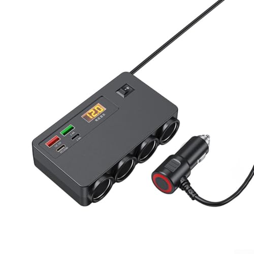 Yhenlovtt Inversor de corriente de coche de 12 V/24 V a 220 V con 4 salidas de CA y salida de 200 W para portátiles y dispositivos electrónicos en vehículos