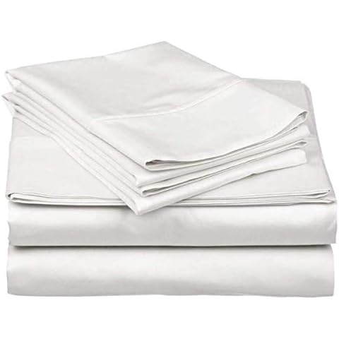 RV Camper 400 Thread Count 100% Long Staple Soft Cotton Sheets Set, 4 Piece Set, RV King 72"X80" Sheets, 16" Deep Pocket, Smooth & Soft Sateen Weave, Luxury Camper Collection Bedding, ​White Solid Cover