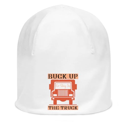 Bonnet slouch blanc en coton stretch extensible et respirant imprimé humour