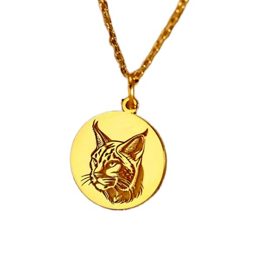 Collier pendentif Lynx plaqué or et argent sterling de 24 mm
