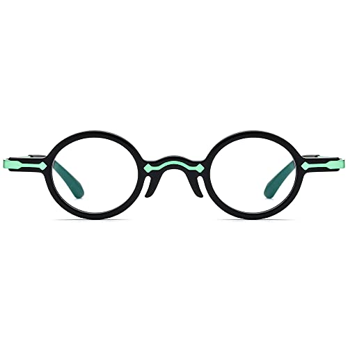 Image of HEPIDEM Acetate Glasses Frame Alloy Temple Men Small Retro Round Eyeglasses Women Optical Spectacles