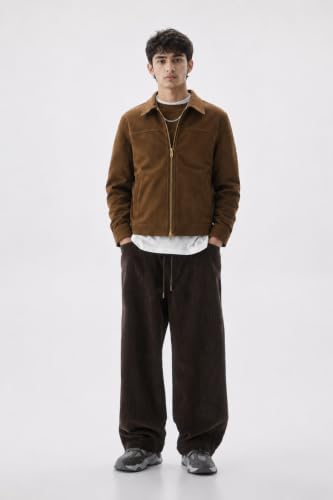 Image of Men's Suede Shacket | Full Zip Shirt Jacket with Collar & Pockets