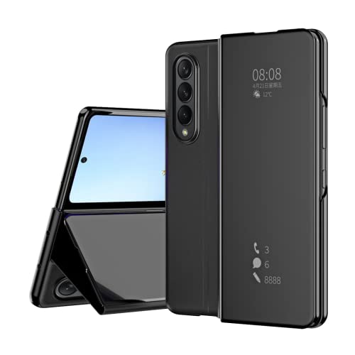Capa para Samsung Galaxy Z Fold 4, capa de couro espelhado galvanizado Fold4, capa protetora anti-qu