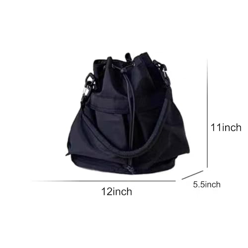 Bolso Bucket Ligero de Nylon para Mujer Negro miniatura 7