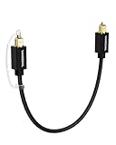 VANDESAIL Short Optical Audio Cable 7 Inch,Nylon Braided Optical Cable for Soundbar, Gold Plated Digital Fiber Optic TOSLINK Cable Compatible with Xbox,PS4,Samsung,Amps,TV