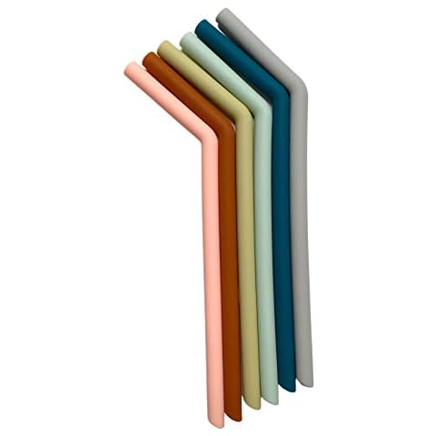 Simka Rose Silicone Straw Set of 6 (Bent 10 Inch) Cover