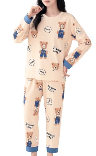 Image of Louis Luxe Womens Korean Night Dress || Full Pyjama Set || Korean Nightsuit || Women Nightwear ||Round Neck Full Sleeve Nightsuit || Loungewear || Everyday Nightdress (ND-02)